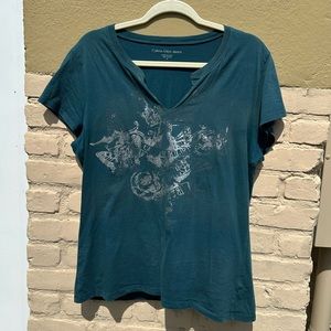 Calvin Klein Y2K Silver Graphic V-Neck Tee